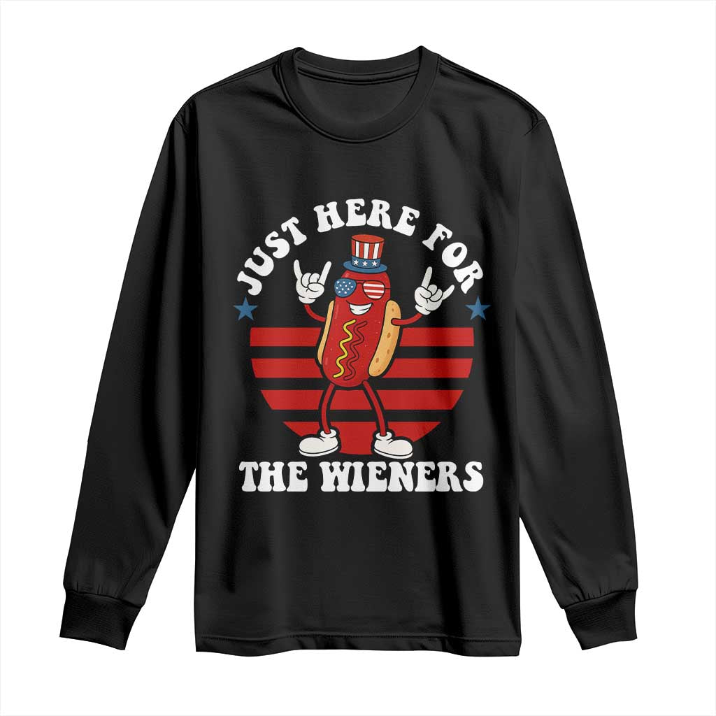 Funny 4th Of July Long Sleeve Shirt I'm Just Here for The Wieners Hot Dog - Wonder Print Shop