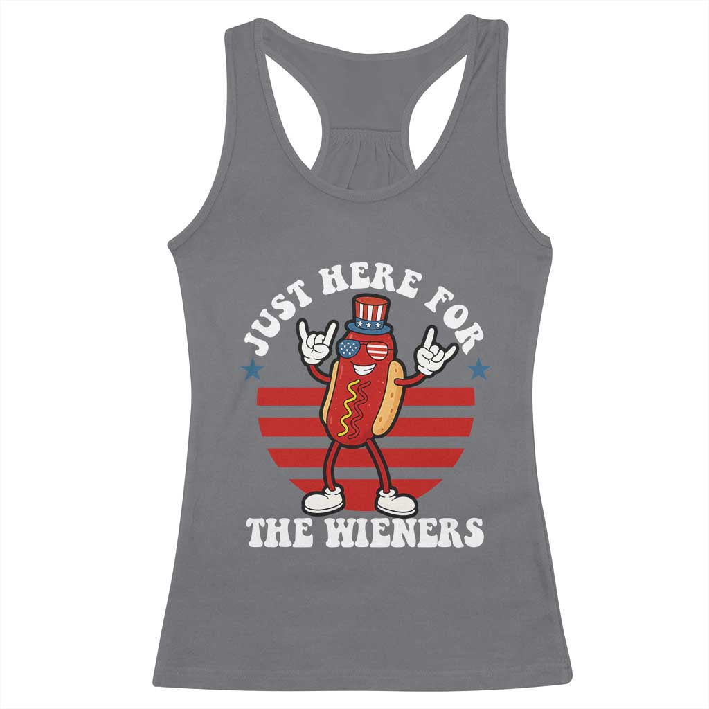 Funny 4th Of July Racerback Tank Top I'm Just Here for The Wieners Hot Dog - Wonder Print Shop