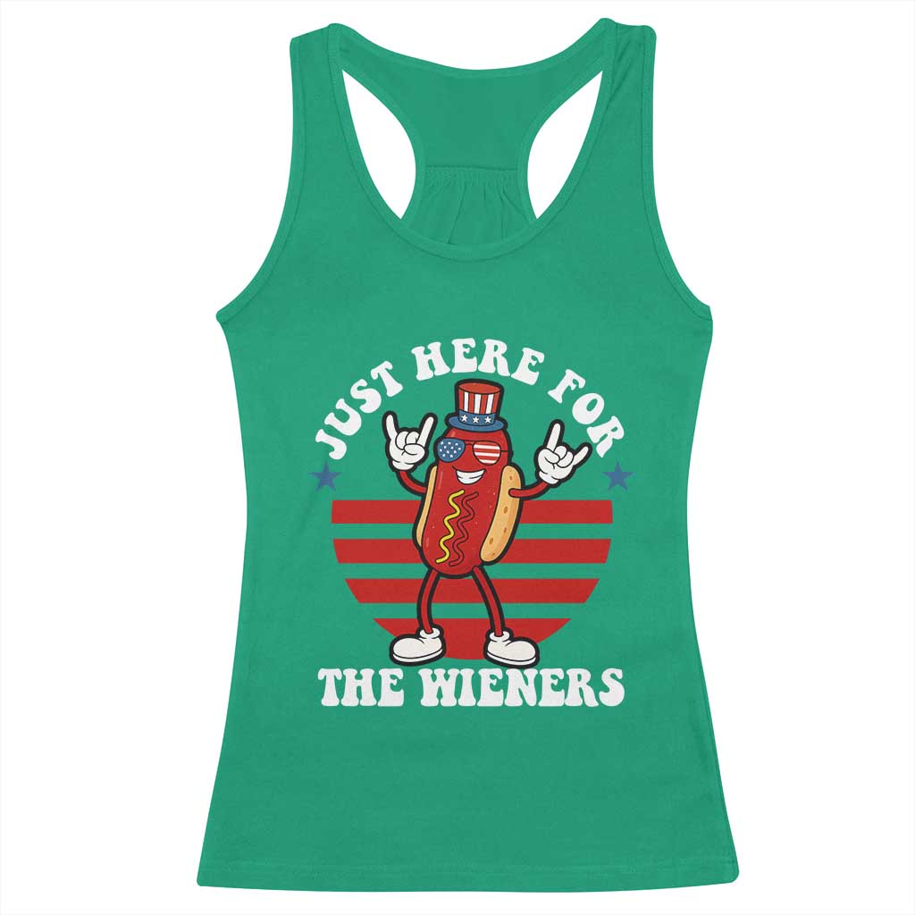 Funny 4th Of July Racerback Tank Top I'm Just Here for The Wieners Hot Dog - Wonder Print Shop