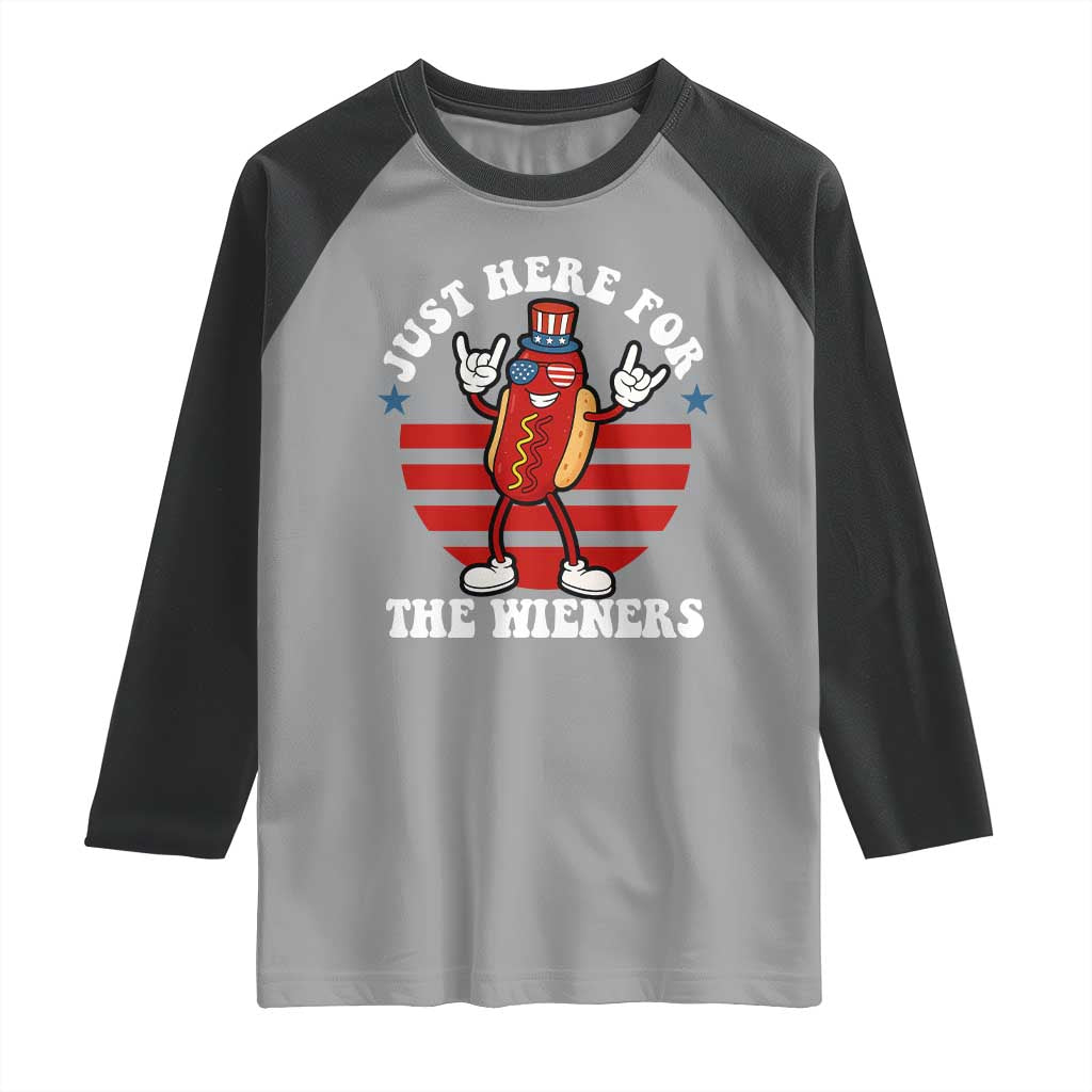 Funny 4th Of July Raglan Shirt I'm Just Here for The Wieners Hot Dog - Wonder Print Shop