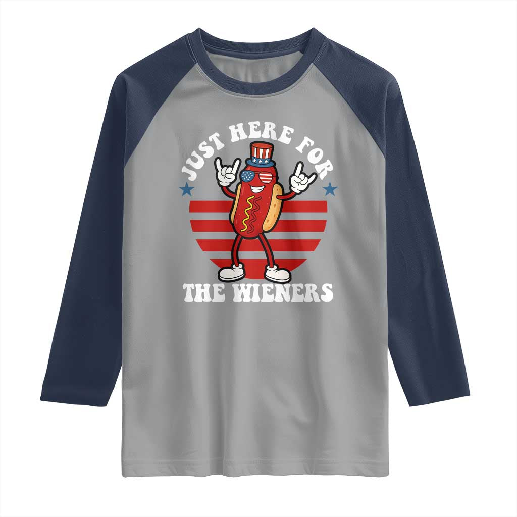 Funny 4th Of July Raglan Shirt I'm Just Here for The Wieners Hot Dog - Wonder Print Shop