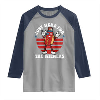 Funny 4th Of July Raglan Shirt I'm Just Here for The Wieners Hot Dog - Wonder Print Shop