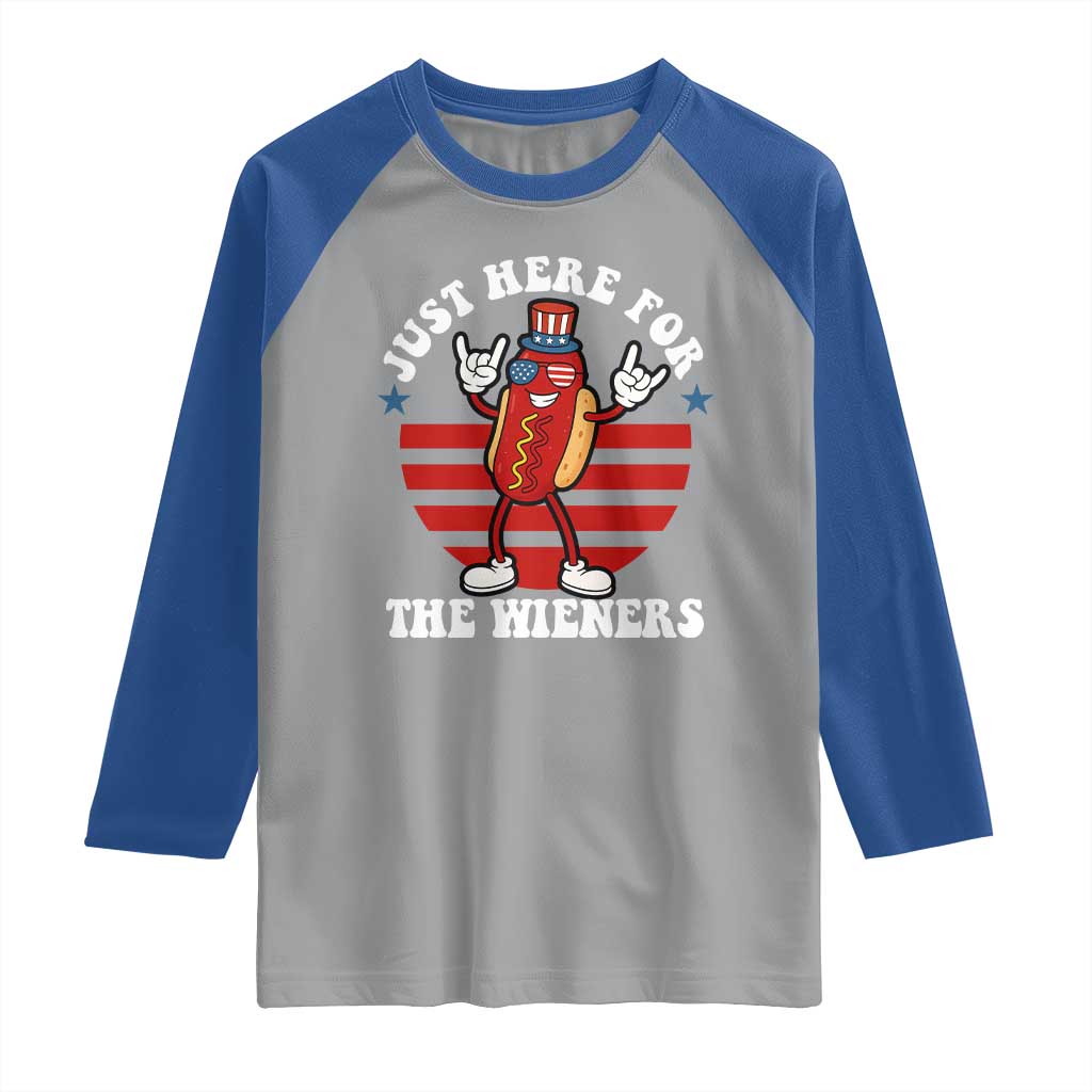 Funny 4th Of July Raglan Shirt I'm Just Here for The Wieners Hot Dog - Wonder Print Shop