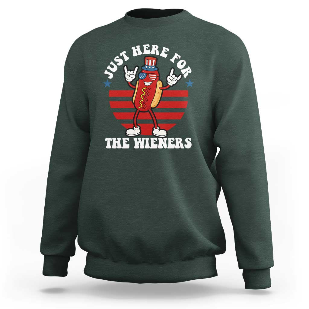 Funny 4th Of July Sweatshirt I'm Just Here for The Wieners Hot Dog - Wonder Print Shop