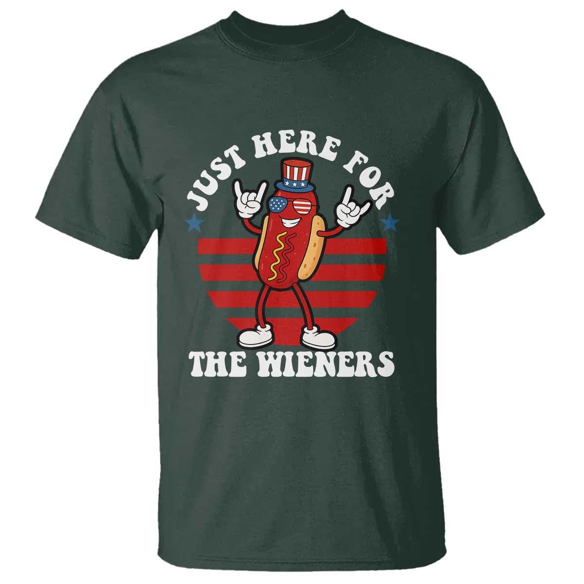 Funny 4th Of July T Shirt I'm Just Here for The Wieners Hot Dog - Wonder Print Shop