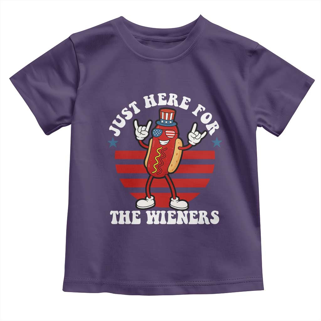 Funny 4th Of July Toddler T Shirt I'm Just Here for The Wieners Hot Dog - Wonder Print Shop
