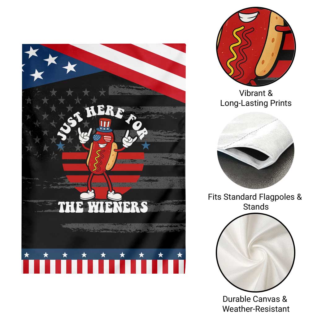 Funny 4th Of July Garden Flag I'm Just Here for The Wieners Hot Dog