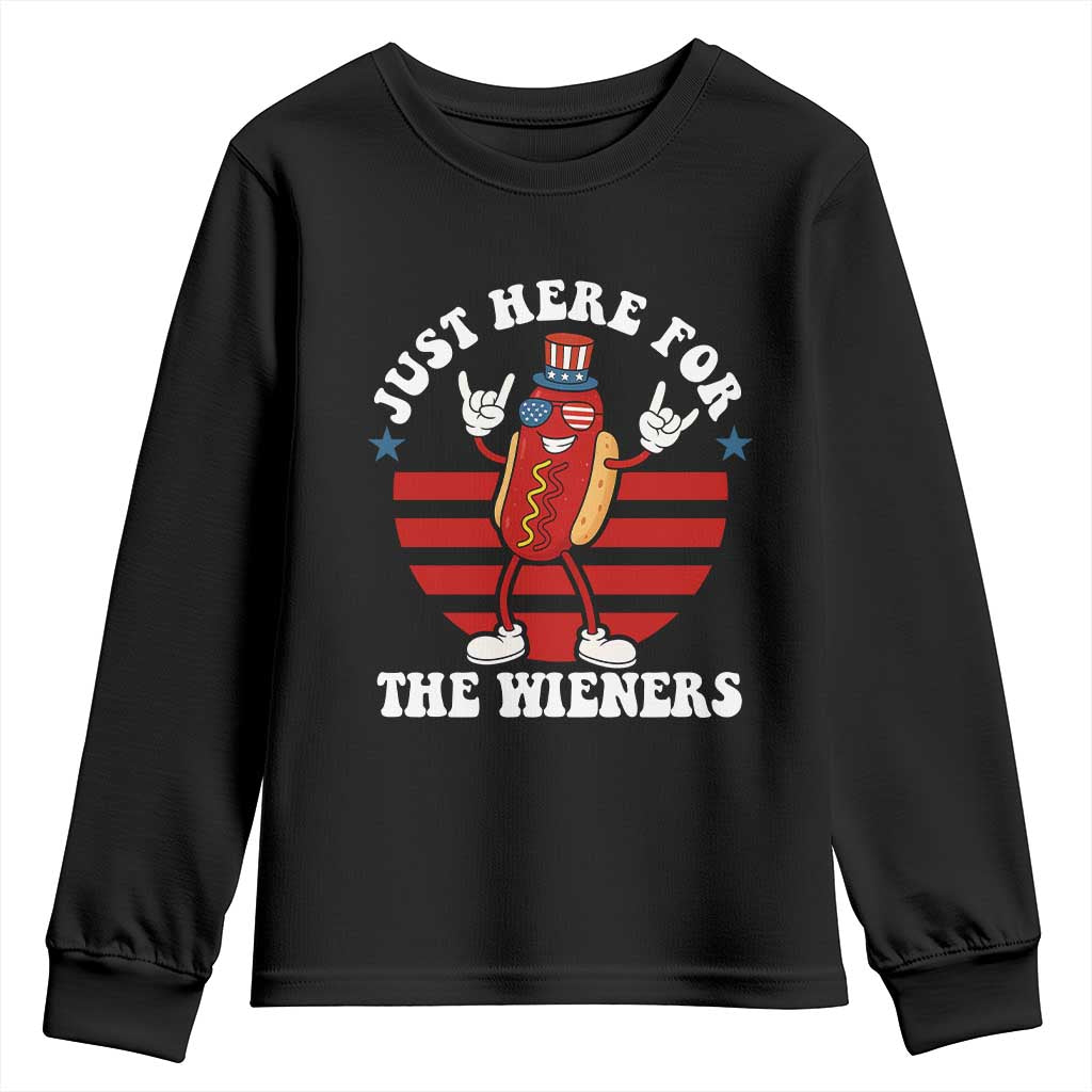 Funny 4th Of July Youth Sweatshirt I'm Just Here for The Wieners Hot Dog - Wonder Print Shop