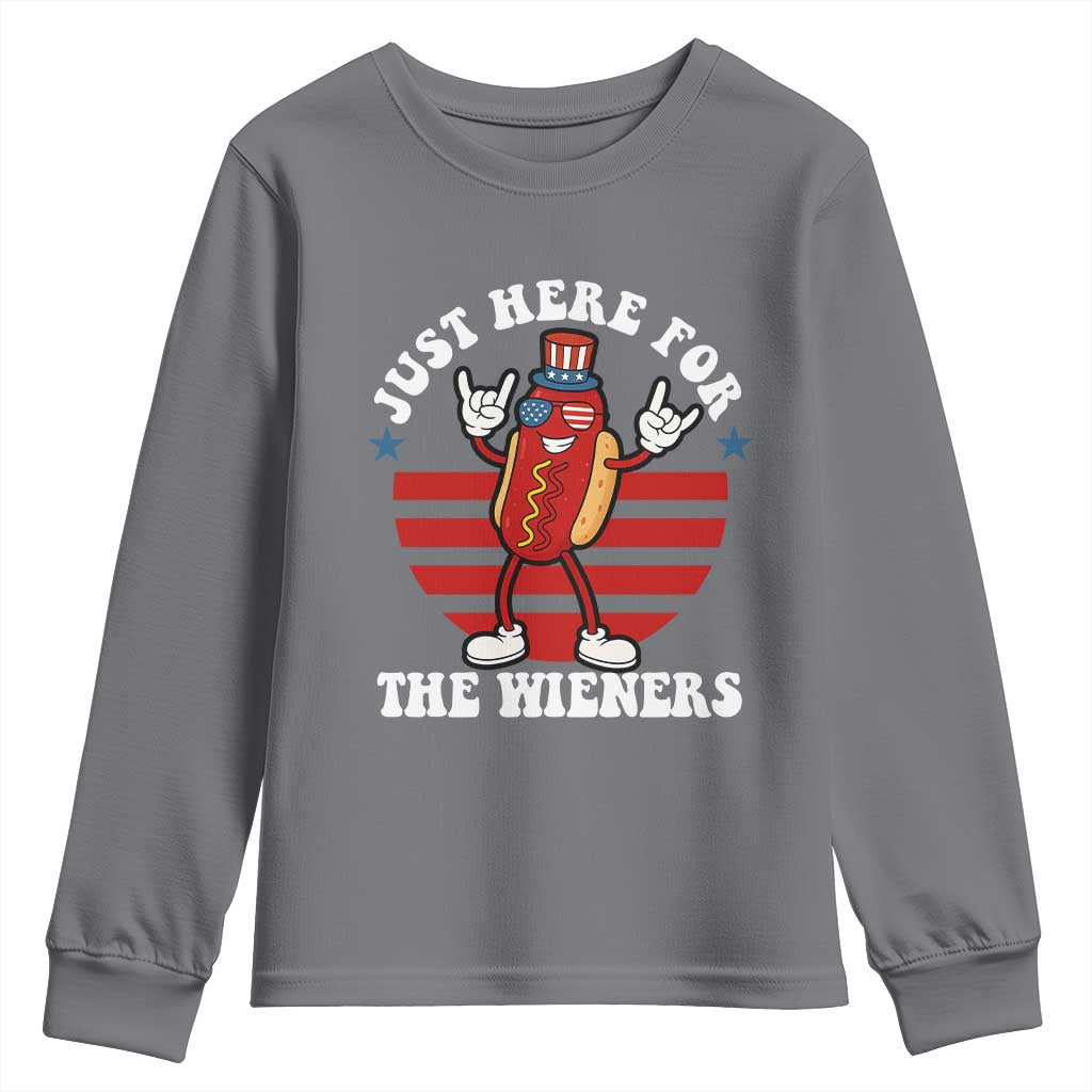 Funny 4th Of July Youth Sweatshirt I'm Just Here for The Wieners Hot Dog - Wonder Print Shop