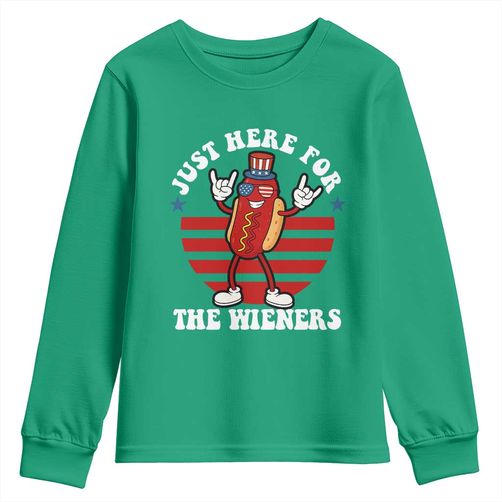 Funny 4th Of July Youth Sweatshirt I'm Just Here for The Wieners Hot Dog - Wonder Print Shop