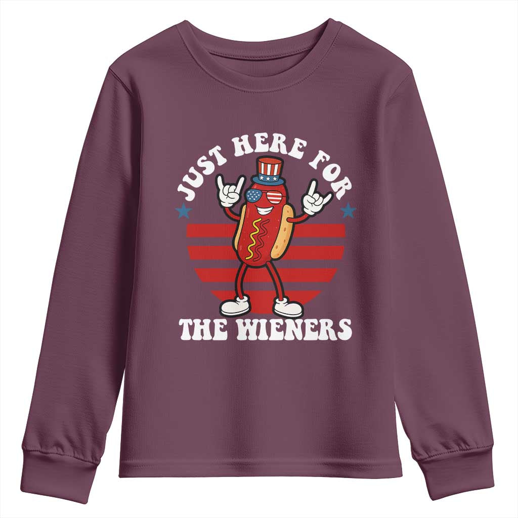 Funny 4th Of July Youth Sweatshirt I'm Just Here for The Wieners Hot Dog - Wonder Print Shop