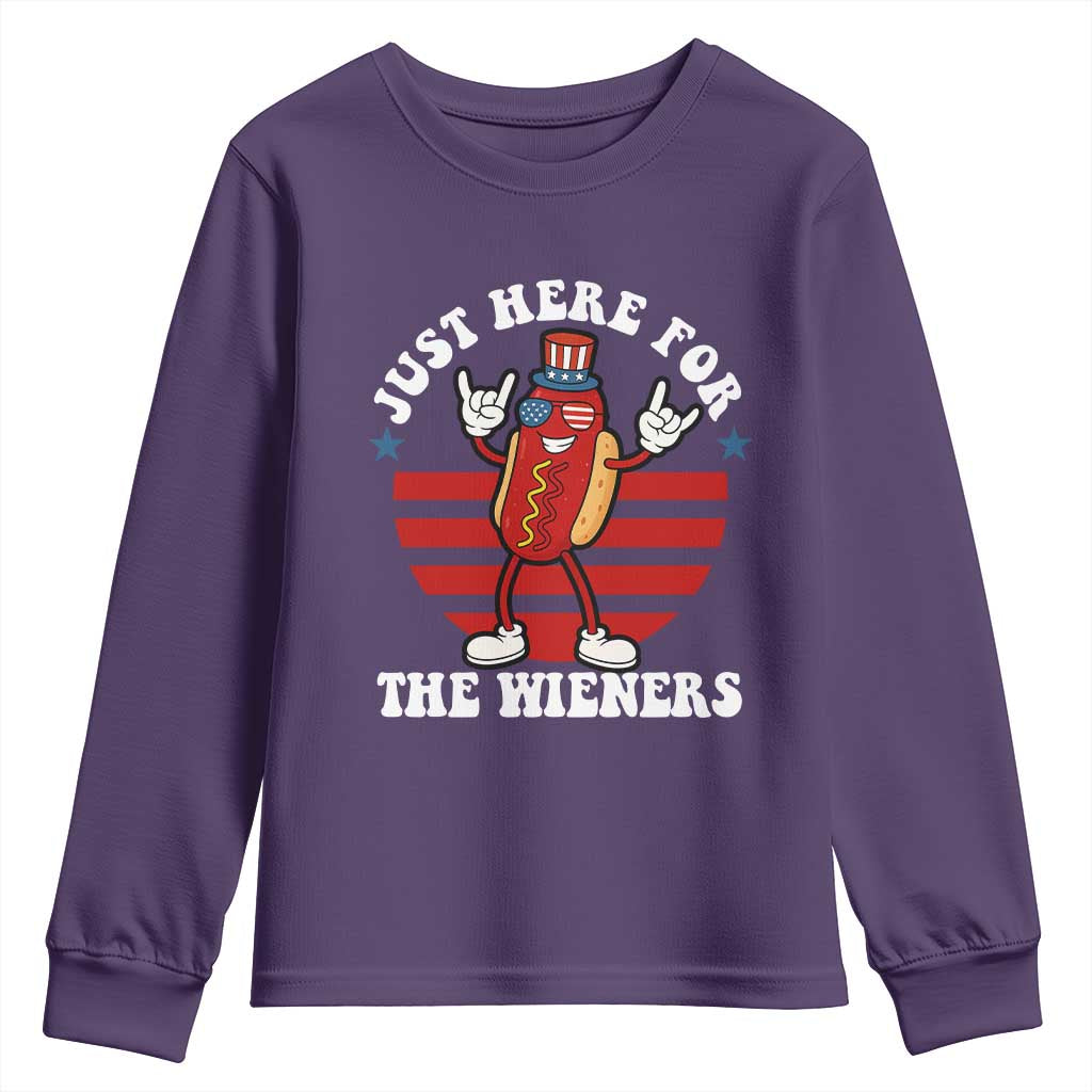 Funny 4th Of July Youth Sweatshirt I'm Just Here for The Wieners Hot Dog - Wonder Print Shop