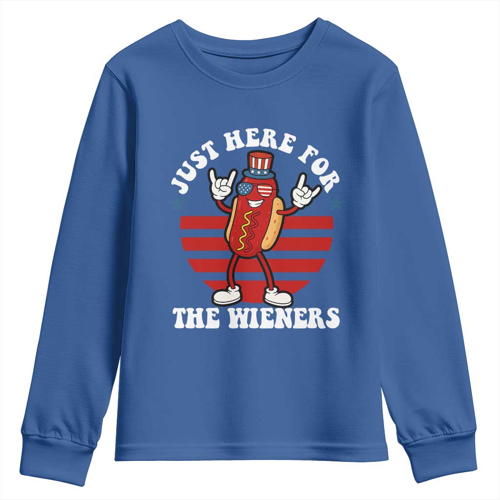 Funny 4th Of July Youth Sweatshirt I'm Just Here for The Wieners Hot Dog - Wonder Print Shop
