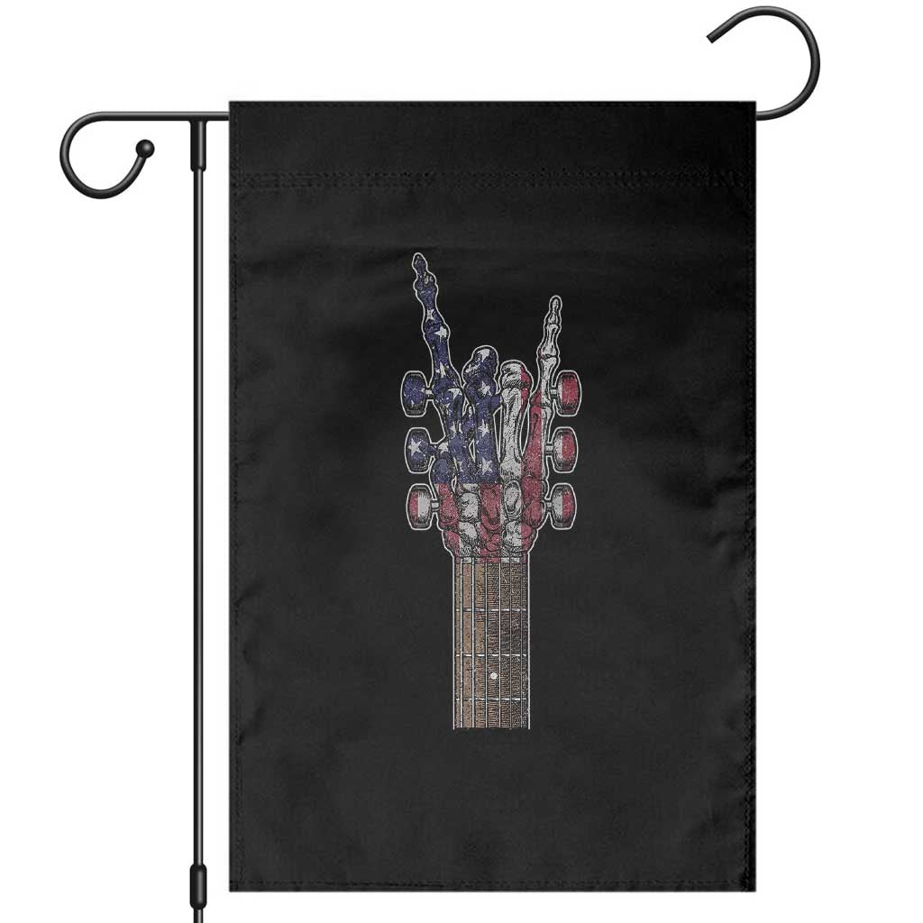 Rock On Skeleton Hand Guitar Garden Flag Retro American Flag Heavy Metal Guitarist - Wonder Print Shop