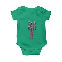 Rock On Skeleton Hand Guitar Baby Onesie Retro American Flag Heavy Metal Guitarist - Wonder Print Shop