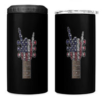 Rock On Skeleton Hand Guitar 4 in 1 Can Cooler Tumbler Retro American Flag Heavy Metal Guitarist - Wonder Print Shop