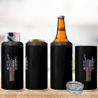 Rock On Skeleton Hand Guitar 4 in 1 Can Cooler Tumbler Retro American Flag Heavy Metal Guitarist - Wonder Print Shop