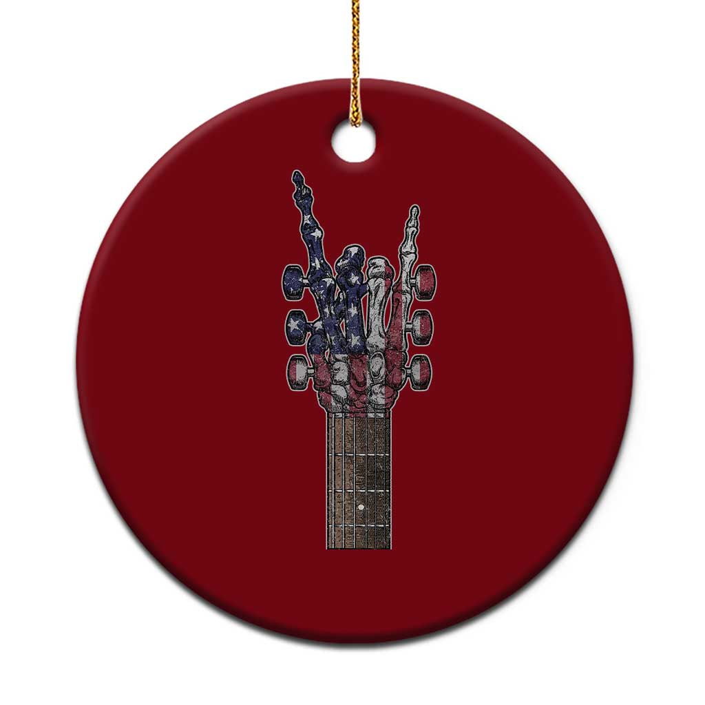 Rock On Skeleton Hand Guitar Ceramic Ornament Retro American Flag Heavy Metal Guitarist - Wonder Print Shop