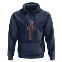 Rock On Skeleton Hand Guitar Hoodie Retro American Flag Heavy Metal Guitarist - Wonder Print Shop