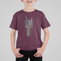 Rock On Skeleton Hand Guitar T Shirt For Kid Retro American Flag Heavy Metal Guitarist - Wonder Print Shop