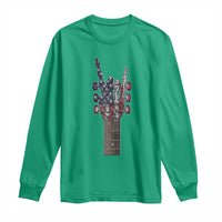 Rock On Skeleton Hand Guitar Long Sleeve Shirt Retro American Flag Heavy Metal Guitarist - Wonder Print Shop
