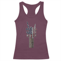 Rock On Skeleton Hand Guitar Racerback Tank Top Retro American Flag Heavy Metal Guitarist - Wonder Print Shop