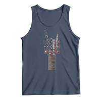Rock On Skeleton Hand Guitar Tank Top Retro American Flag Heavy Metal Guitarist - Wonder Print Shop