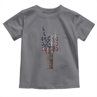 Rock On Skeleton Hand Guitar Toddler T Shirt Retro American Flag Heavy Metal Guitarist - Wonder Print Shop