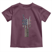 Rock On Skeleton Hand Guitar Toddler T Shirt Retro American Flag Heavy Metal Guitarist - Wonder Print Shop