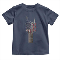 Rock On Skeleton Hand Guitar Toddler T Shirt Retro American Flag Heavy Metal Guitarist - Wonder Print Shop
