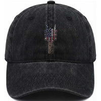 Rock On Skeleton Hand Guitar Washed Cotton Baseball Cap Retro American Flag Heavy Metal Guitarist