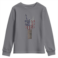 Rock On Skeleton Hand Guitar Youth Sweatshirt Retro American Flag Heavy Metal Guitarist - Wonder Print Shop