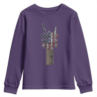 Rock On Skeleton Hand Guitar Youth Sweatshirt Retro American Flag Heavy Metal Guitarist - Wonder Print Shop