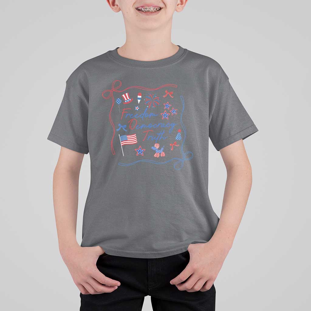 Patriotic Subtle FDT T Shirt For Kid Coquette Bow Patriotic 4th of July