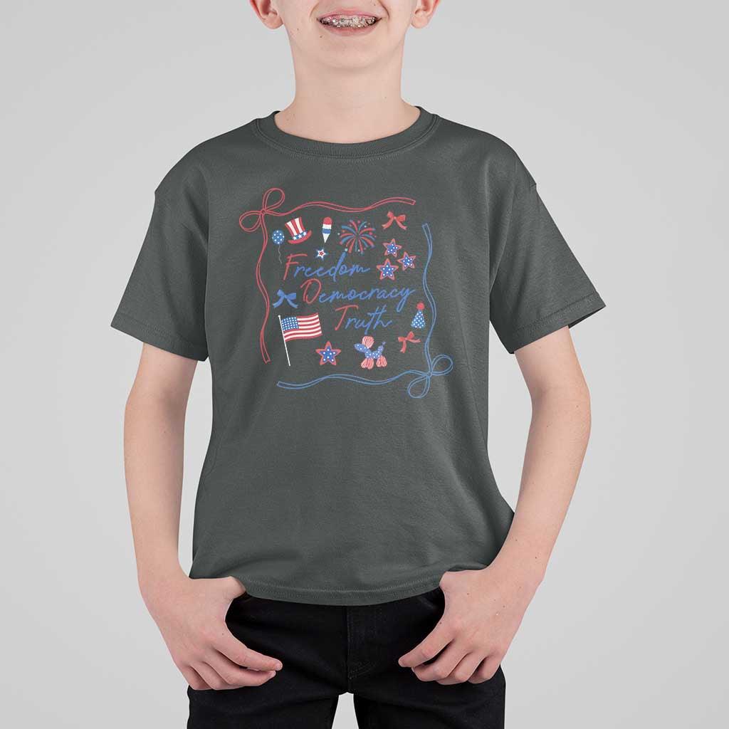 Patriotic Subtle FDT T Shirt For Kid Coquette Bow Patriotic 4th of July