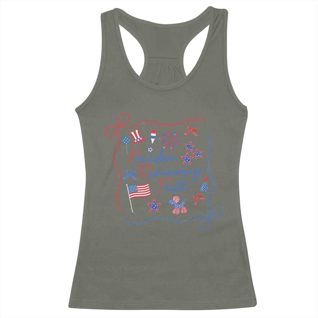 Patriotic Subtle FDT Racerback Tank Top Coquette Bow Patriotic 4th of July