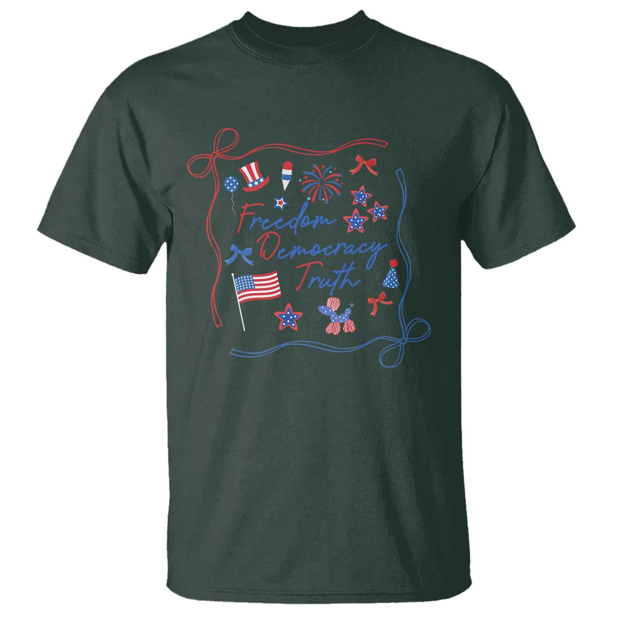Patriotic Subtle FDT T Shirt Coquette Bow Patriotic 4th of July