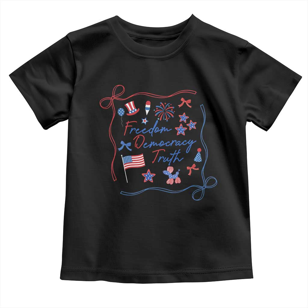 Patriotic Subtle FDT Toddler T Shirt Coquette Bow Patriotic 4th of July