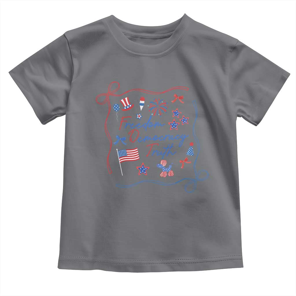 Patriotic Subtle FDT Toddler T Shirt Coquette Bow Patriotic 4th of July