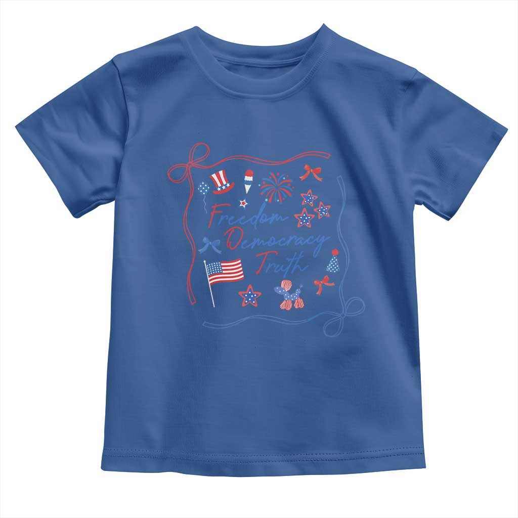 Patriotic Subtle FDT Toddler T Shirt Coquette Bow Patriotic 4th of July