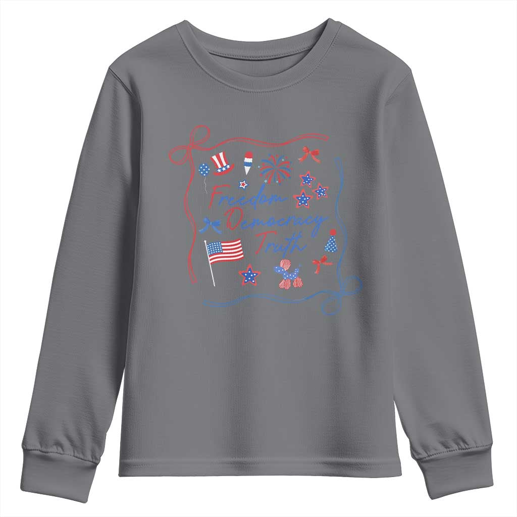 Patriotic Subtle FDT Youth Sweatshirt Coquette Bow Patriotic 4th of July