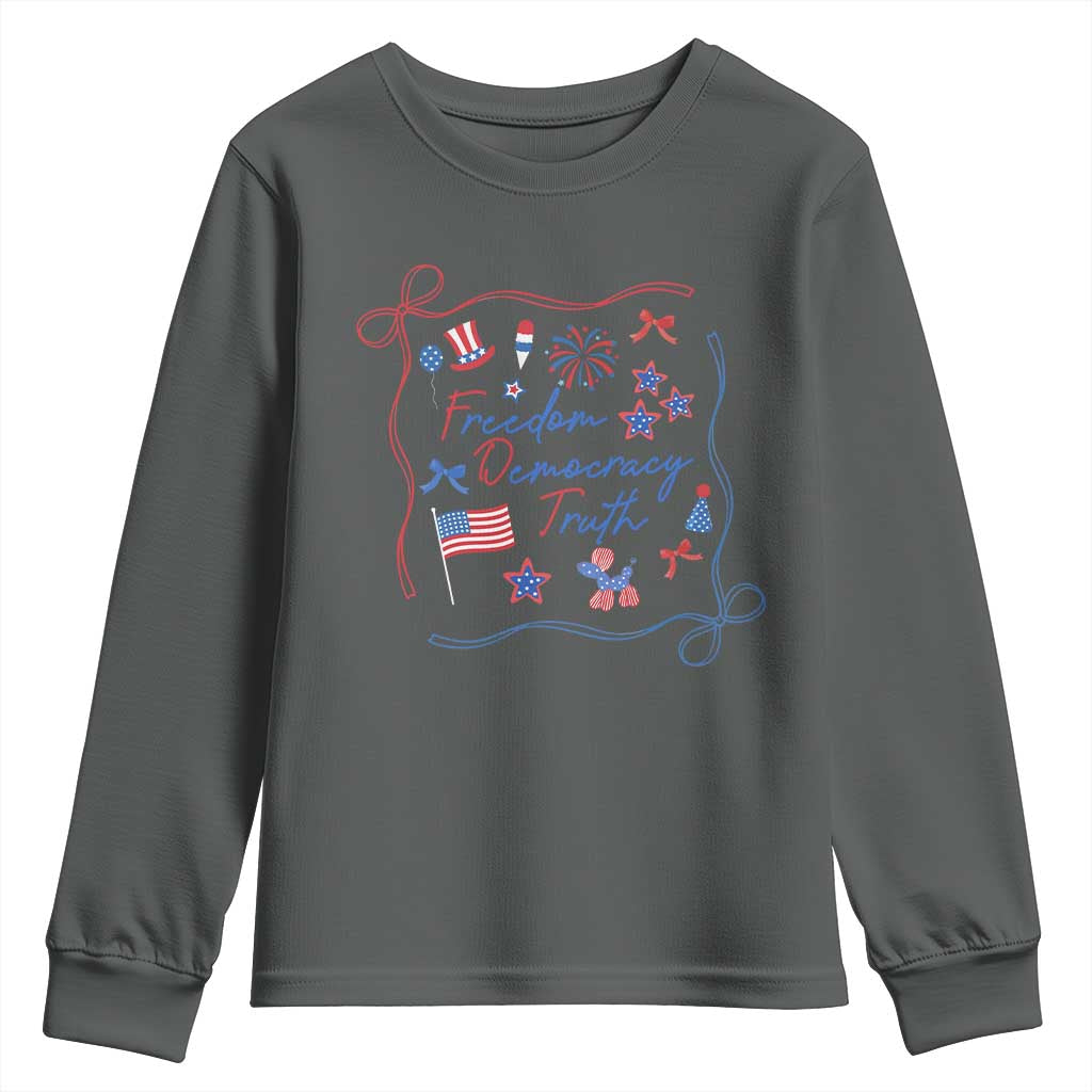 Patriotic Subtle FDT Youth Sweatshirt Coquette Bow Patriotic 4th of July
