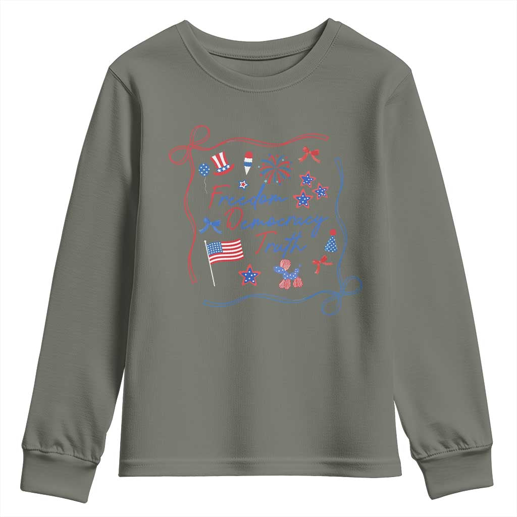 Patriotic Subtle FDT Youth Sweatshirt Coquette Bow Patriotic 4th of July