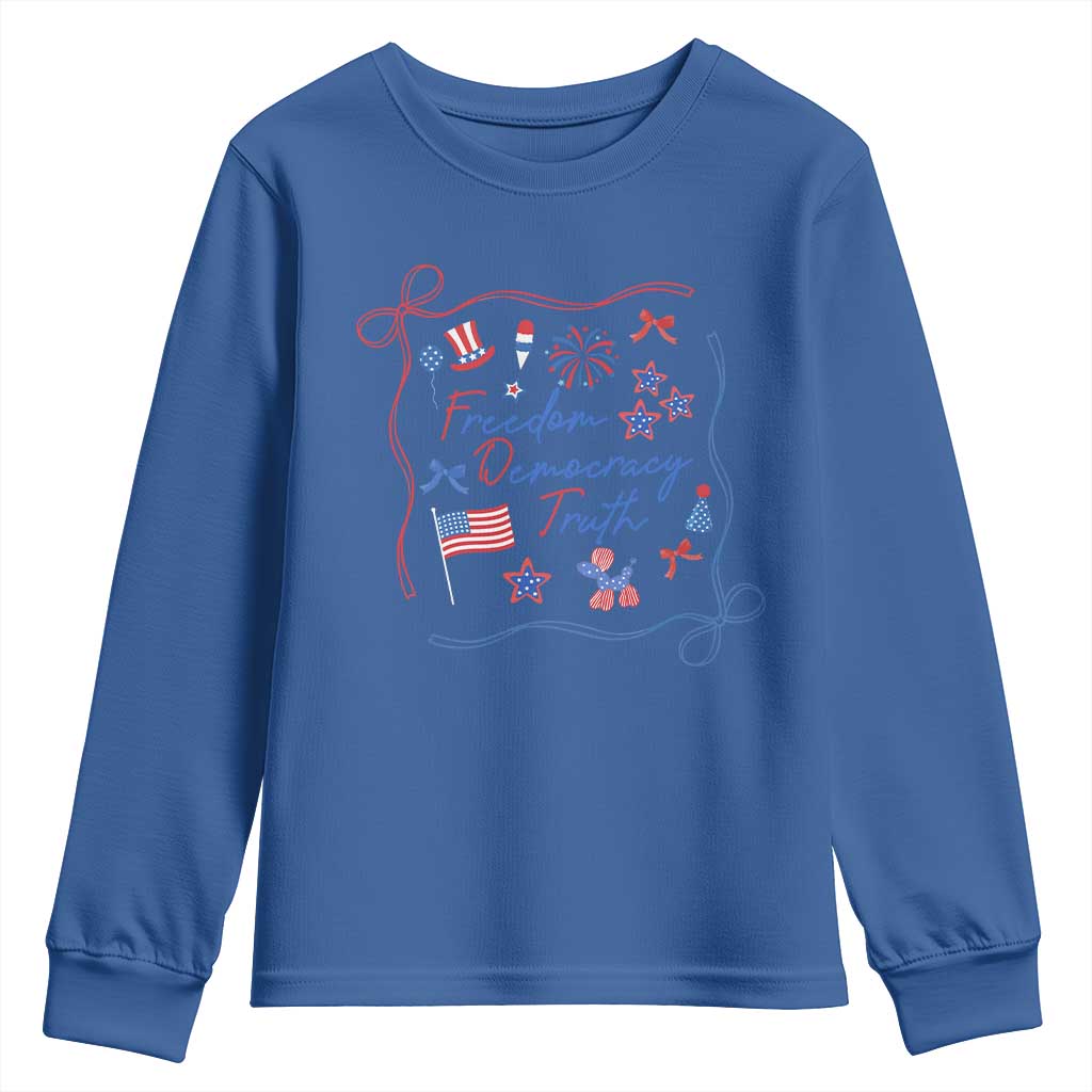 Patriotic Subtle FDT Youth Sweatshirt Coquette Bow Patriotic 4th of July