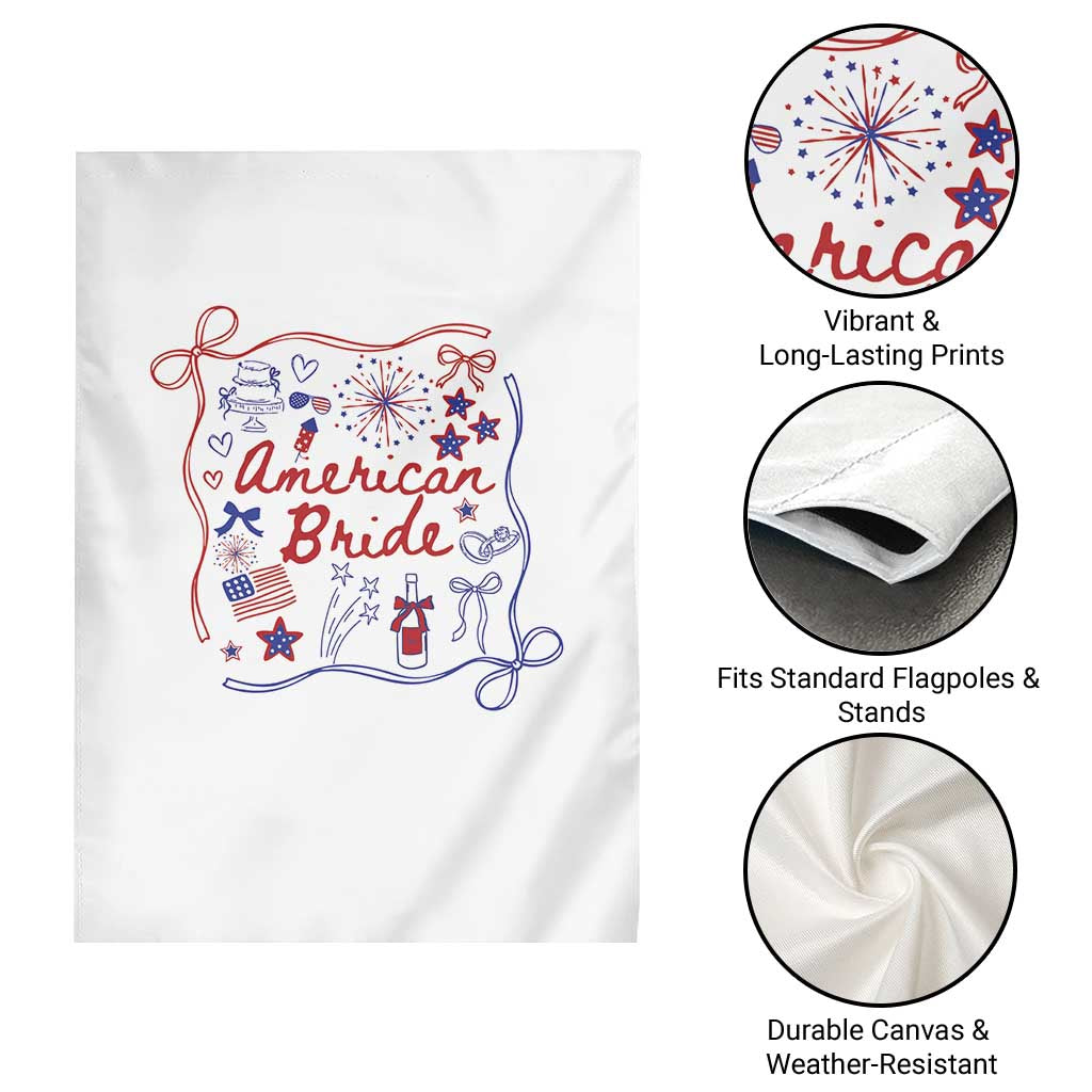 American Bride Bachelorette Party Garden Flag Coquette Bow 4th Of July - Wonder Print Shop