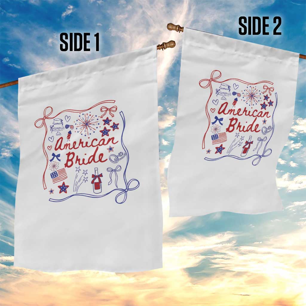 American Bride Bachelorette Party Garden Flag Coquette Bow 4th Of July - Wonder Print Shop