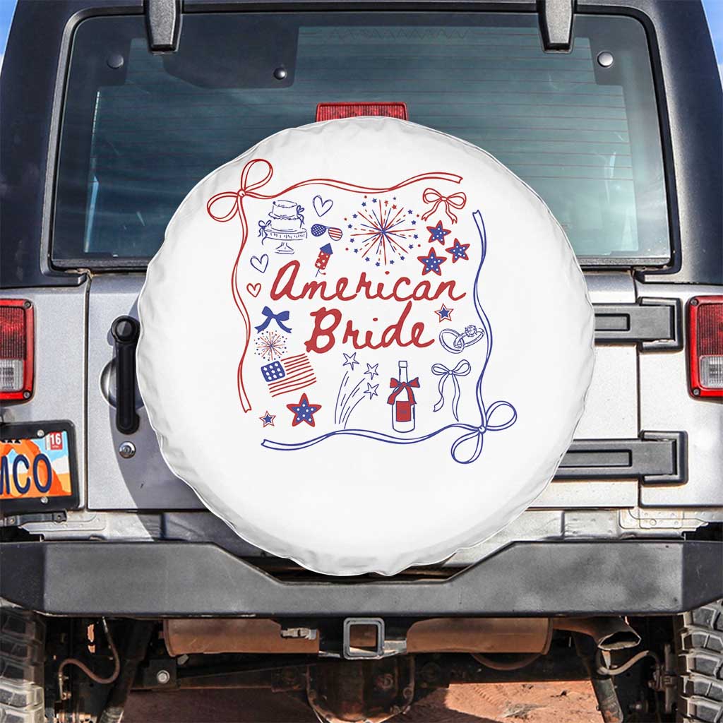 American Bride Bachelorette Party Spare Tire Cover Coquette Bow 4th Of July - Wonder Print Shop