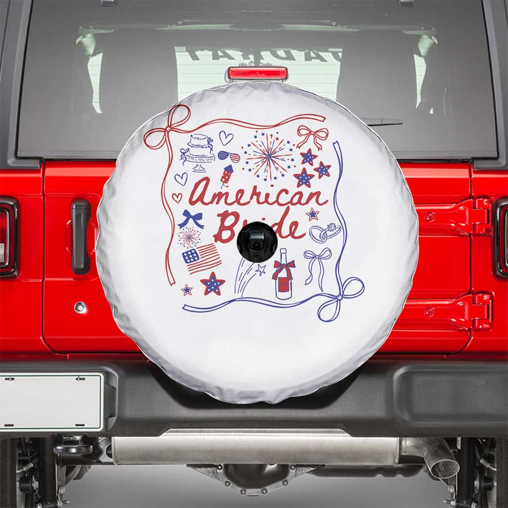 American Bride Bachelorette Party Spare Tire Cover Coquette Bow 4th Of July - Wonder Print Shop
