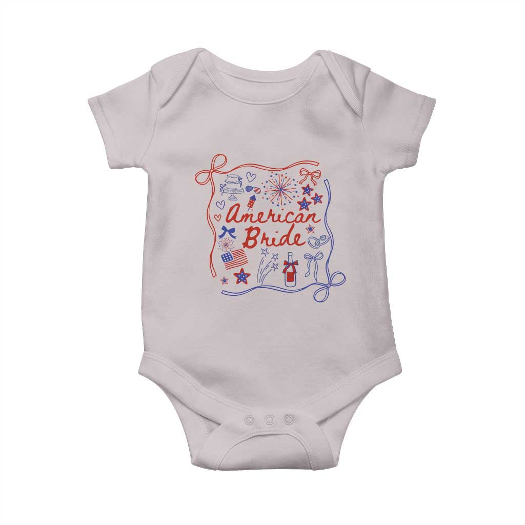American Bride Bachelorette Party Baby Onesie Coquette Bow 4th Of July - Wonder Print Shop