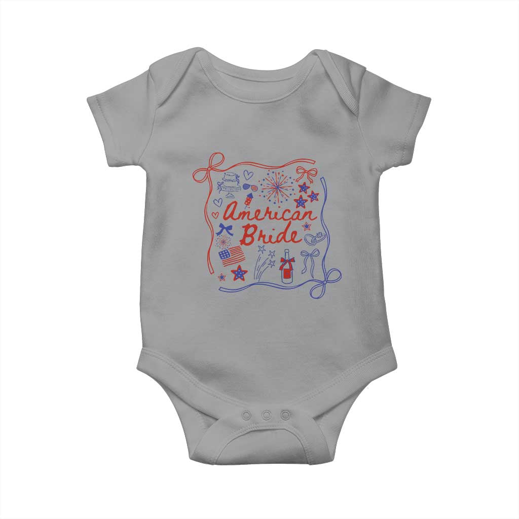 American Bride Bachelorette Party Baby Onesie Coquette Bow 4th Of July - Wonder Print Shop